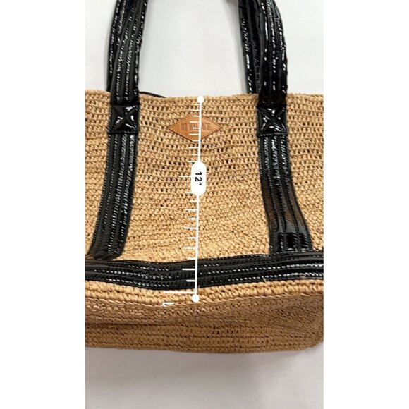 MZ Wallace Raffia Tote in Raffia/Black Lacquer - Picture 7 of 9